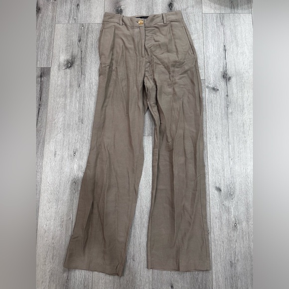 Zara Linen Blend Taupe Trousers - Picture 6 of 6